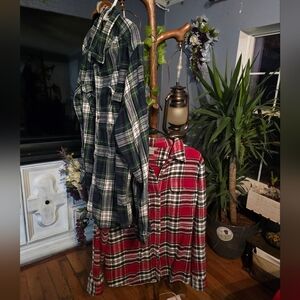 Plaid Flannel Shirts - Green and Red